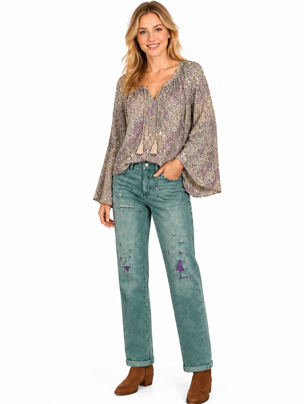 ANTHROPOLOGIE PILCRO DISTRESSED TAPERED LEG ROLLED CUFF JEANS  SIZE 28  NWOT